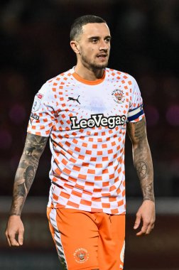 Blackpool 'dan Oliver Norburn, Sky Bet League 1 maçı sırasında Northampton Town, Blackpool' a karşı Sixfields Stadyumu, Northampton, İngiltere, 12 Mart 202