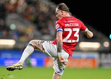 James McClean of Wrexham, during the Sky Bet League 2 match Wrexham vs Harrogate Town at SToK Cae Ras, Wrexham, United Kingdom, 12th March 202 clipart