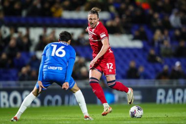 Middlesbrough 'dan Luke Ayling, Birmingham City' nin 12 Mart 202 'de St Andrews, Birmingham' da Middlesbrough 'a karşı oynadığı Gökyüzü İddia Şampiyonası maçında pas attı.