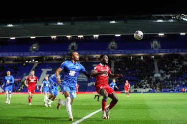 Birmingham City 'den Emanuel Aiwu ve Middlesbrough' dan Emmanuel Latte Lath, Birmingham City - Middlesbrough maçında top için 12 Mart 202 'de St Andrews, Birmingham' da karşı karşıya geldiler.