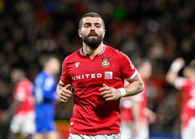 Wrexham 'dan Elliot Lee, Wrexham-Harrogate Town maçında SToK Cae Ras, Wrexham, İngiltere, 12 Mart 202