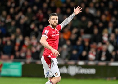 Wrexham 'dan Jack Marriott, Sky Bet Ligi 2 maçı sırasında Wrexham, Harrogate Town' a karşı SToK Cae Ras, Wrexham, İngiltere, 12 Mart 202