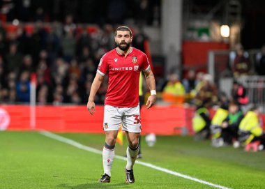 Wrexham 'dan Elliot Lee, Wrexham-Harrogate Town maçında SToK Cae Ras, Wrexham, İngiltere, 12 Mart 202