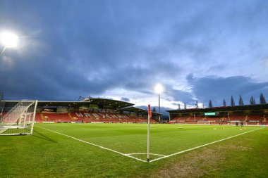 Maçtan önce SToK Cae Ras 'ın genel görünümü, 12 Mart 202 tarihinde Wrexham-Harrogate Town maçında SToK Cae Ras, Wrexham, İngiltere