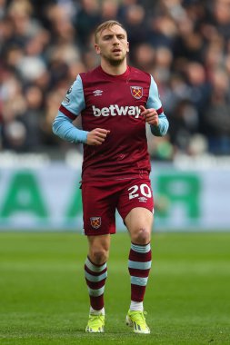 West Ham United 'dan Jarrod Bowen Premier Lig karşılaşmasında West Ham United, Aston Villa' ya karşı Londra Stadyumu, 17 Mart 2024