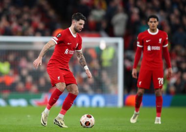 Liverpool 'dan Dominik Szoboszlai, UEFA Avrupa Ligi maçı sırasında Anfield, Liverpool, İngiltere' de Liverpool - Sparta Prag maçında, 14 Mart 202