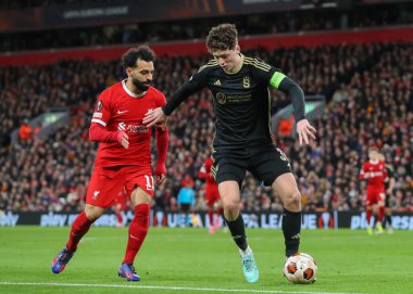 Sparta Praha Atletizm Kulübü 'nden Ladislav Krej, Liverpool Liverpool' un Sparta Prag 'a karşı oynadığı 14 Mart 2024' te Liverpool 'lu Mohamed Salah' ı durdurdu.