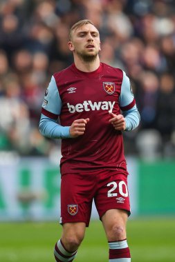 West Ham United 'dan Jarrod Bowen Premier Lig karşılaşmasında West Ham United, Aston Villa' ya karşı Londra Stadyumu, 17 Mart 202