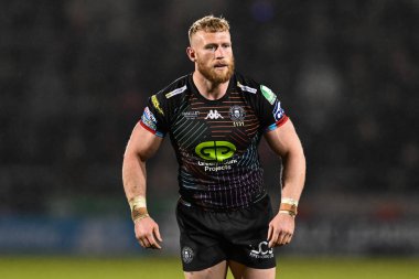 Betfred Süper Lig 5. Raundunda Wigan Warriors 'tan Luke Thompson Salford Red Devils' e karşı Wigan Warriors maçı için Salford Community Stadyumu, Eccles, İngiltere, 14 Mart 202