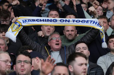 Leeds United supporters cheer on their team during the Sky Bet Championship match Leeds United vs Millwall at Elland Road, Leeds, United Kingdom, 17th March 202 clipart