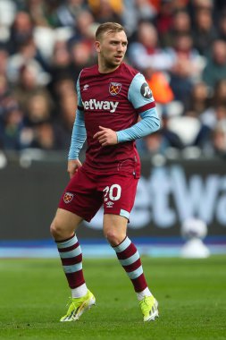 West Ham United 'dan Jarrod Bowen Premier Lig karşılaşmasında West Ham United, Aston Villa' ya karşı Londra Stadyumu, 17 Mart 202