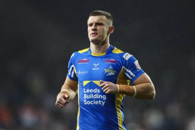 Leeds Rhinos takımından Ash Handley 15 Mart 202 'de Leeds Stadyumu' nda oynanan Betfred Süper Lig 5. Raundunda Leeds Gergedan 'a karşı St Helens maçında
