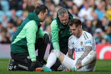 Joe Rodon of Leeds United receives treatment during the Sky Bet Championship match Leeds United vs Millwall at Elland Road, Leeds, United Kingdom, 17th March 202 clipart