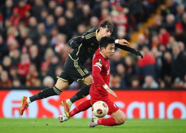 Sparta Praha Atletizm Kulübü 'nden Veljko Birmanevi, Anfield, Liverpool, İngiltere' de Liverpool 'a karşı 14 Mart 2024' te oynanan UEFA Avrupa Ligi karşılaşmasında Liverpool 'a karşı 4-1' lik galibiyet elde etti.