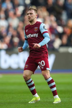 West Ham United 'dan Jarrod Bowen Premier Lig karşılaşmasında West Ham United, Aston Villa' ya karşı Londra Stadyumu, 17 Mart 202