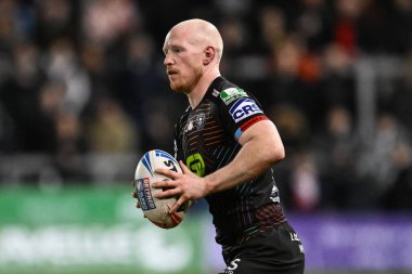 Wigan Warriors takımından Liam Farrell Salford Red Devils 'in Wigan Warriors' a karşı oynadığı Salford Community Stadyumu, Eccles, İngiltere 'de 14 Mart 202' de oynanan 5.