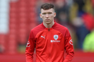 Barnsley 'den Conor Grant maç öncesi ısınma oturumunda Sky Bet 1 maçında Barnsley, Cheltenham Town' a karşı Oakwell, Barnsley, İngiltere, 16 Mart 202