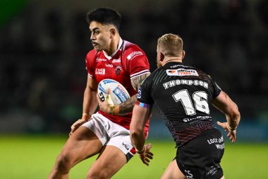 Salford Red Devils 'den Tim Lafai, Salford Community Stadyumu' nda oynanan Salford Red Devils - Wigan Warriors maçında 5.
