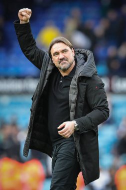 Daniel Farke manager of Leeds United salutes the supporters at full-time after the Sky Bet Championship match Leeds United vs Millwall at Elland Road, Leeds, United Kingdom, 17th March 2024 clipart