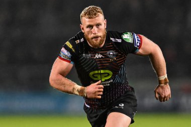 Betfred Süper Lig 5. Raundunda Wigan Warriors 'tan Luke Thompson Salford Red Devils' e karşı Wigan Warriors maçı için Salford Community Stadyumu, Eccles, İngiltere, 14 Mart 202