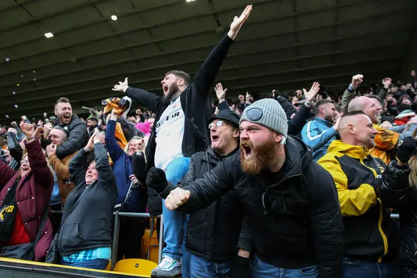 Wolverhampton Wanderers Γιορτάζουν Τις Πλευρές Τους Στόχο Κάνουν Κατά Διάρκεια — Φωτογραφία Αρχείου