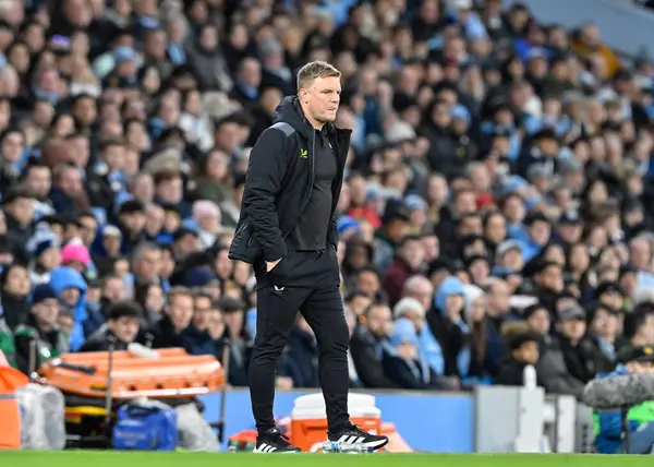 stock image Eddie Howe manager of Newcastle United, during the Emirates FA Cup Quarter- Final match Manchester City vs Newcastle United at Etihad Stadium, Manchester, United Kingdom, 16th March 202