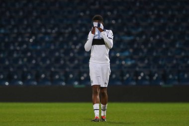 West Bromwich Albion takımından Kevin Mfuamba, West Bromwich Albion-Manchester United maçında 18 Mart 202 'de The Hawthorns, West Bromwich' te reaksiyon gösterdi.