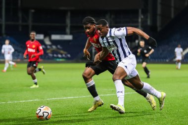 Jovan Malcom of West Bromwich Albion goes forward with the ball during the Premier League 2 U23 match West Bromwich Albion vs Manchester United at The Hawthorns, West Bromwich, United Kingdom, 18th March 202 clipart