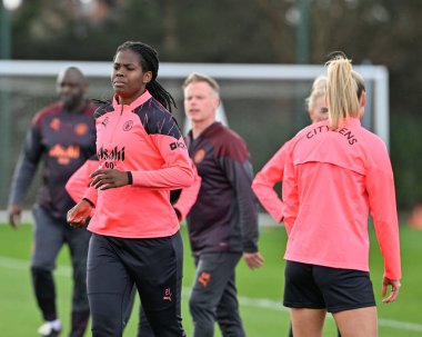 Manchester City Women 'dan Hadija Shaw, Manchester City Women Eğitim oturumu sırasında Etihad Campus, Manchester, İngiltere, 19 Mart 202
