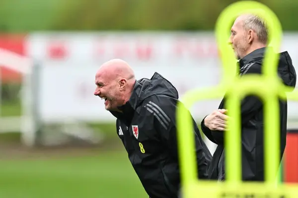 Rob Page Manager Wales Warms Ahead Wales Open Training Session — Stock Photo, Image
