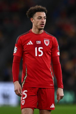 Ethan Ampadu of Wales, during the UEFA Euro Qualifiers Play-Off Semi-Final match Wales vs Finland at Cardiff City Stadium, Cardiff, United Kingdom, 21st March 202 clipart