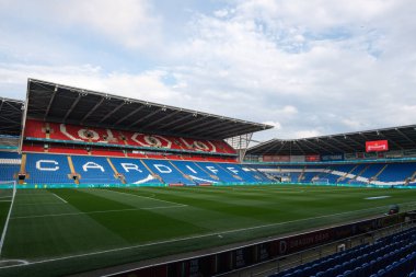 Cardiff City Stadyumu, Cardiff, Birleşik Krallık 'ta 21 Mart 202' de oynanan ve UEFA Euro Kalifiye Play-Off Yarı-Final karşılaşması öncesinde, Cardiff City Stadyumu 'nun genel bir görüntüsü