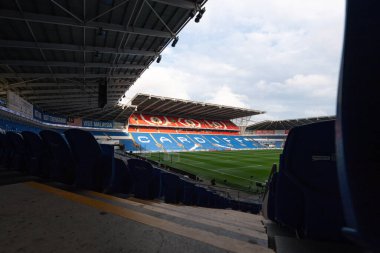 Cardiff City Stadyumu, Cardiff, Birleşik Krallık 'ta 21 Mart 202' de oynanan ve UEFA Euro Kalifiye Play-Off Yarı-Final karşılaşması öncesinde, Cardiff City Stadyumu 'nun genel bir görüntüsü