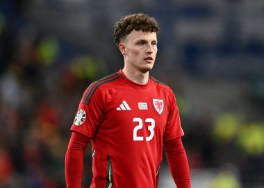 Galler 'den Nathan Broadhead, UEFA Euro Kalifiers Play-off Yarı-Final maçı sırasında Galler, Cardiff City Stadyumu' nda, 21 Mart 202