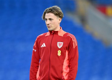 Galler 'den Charlie Savage, 21 Mart 202' de Cardiff City Stadyumu 'nda oynanan Galler - Finlandiya play-off yarı final maçı öncesinde geldi.