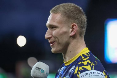 Leeds Rhinos takımından Mikolaj Oledzki, Betfred Challenge Kupası altıncı tur karşılaşmasında St.Helens 'e karşı Headingley Stadyumu, Leeds, Birleşik Krallık, 22 Mart 202' de oynanan karşılaşma öncesi bir röportajda