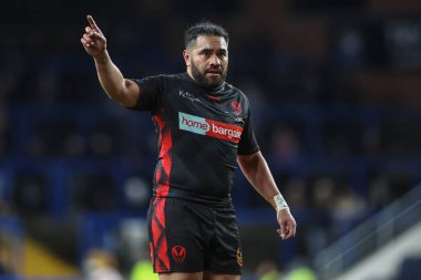 St. Helens takımından Konrad Hurrell, Betfred Challenge Kupası altıncı tur karşılaşmasında Leeds Gergedan St. Helens 'e karşı Headingley Stadyumu, Leeds, İngiltere, 22 Mart 202
