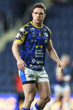 Leeds Rhinos takımından Brodie Croft, Betfred Challenge Kupası altıncı tur karşılaşmasında ısınma turunda Leeds Gergedan St. Helens 'e karşı Headingley Stadyumu, Leeds, İngiltere, 22 Mart 202