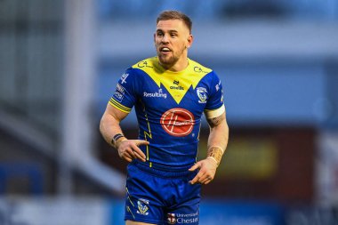 Warrington Wolves takımından Matt Dufty, Betfred Challenge Kupası altıncı raundunda Warrington Wolves 'a karşı London Broncos maçı sırasında Halliwell Jones Stadyumu, Warrington, İngiltere, 23 Mart 202