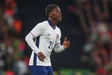 İngiltere 'den Kobbie Mainoo Uluslararası Dostluk maçı sırasında İngiltere ile Brezilya Wembley Stadyumu, Londra, 23 Mart 202