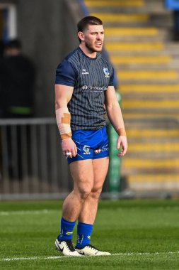 Warrington Wolves takımından Danny Walker, Betfred Challenge Kupası altıncı tur karşılaşması öncesinde Halliwell Jones Stadyumu, Warrington, Birleşik Krallık 'ta oynanan Warrington Wolves - London Broncos maçında ısınma turunda.
