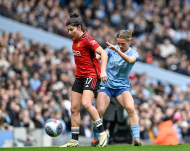 Manchester United Women 'dan Luca Garca, Manchester United Women' ın 23 Mart 2024 tarihinde Etihad Stadyumu 'nda Manchester City Women - Manchester United Women maçında, Manchester City Women maçında Kerstin Casparij' i durdurdu.