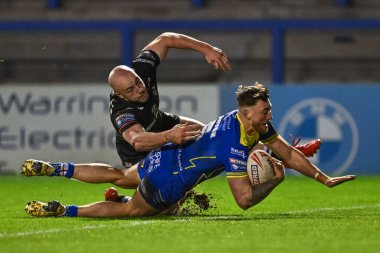 Warrington Wolves 'tan Matty Ashton, 23 Mart 202' de Warrington, İngiltere 'deki Halliwell Jones Stadyumu' nda oynanan Warrington Wolves - London Broncos maçında Betfred Challenge Kupası 'na katıldı.