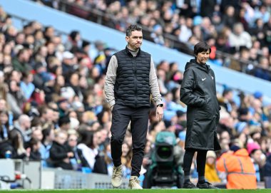 Manchester United Women 'ın Marc Skinner teknik direktörü, Manchester City United Women - Manchester United Women maçında 23 Mart 202' de Etihad Stadyumu 'nda karşılaştı.