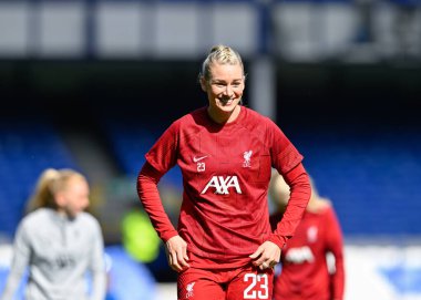 Gemma Bonner of Liverpool Women all smiles as she warms up ahead of the match, during The FA Women's Super League match Everton Women vs Liverpool Women at Goodison Park, Liverpool, United Kingdom, 24th March 202 clipart
