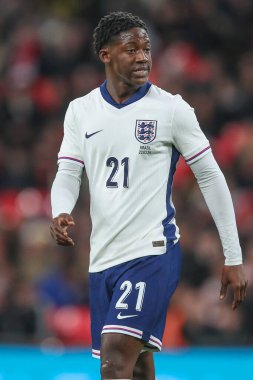 İngiltere 'den Kobbie Mainoo Uluslararası Dostluk maçı sırasında İngiltere ile Brezilya Wembley Stadyumu, Londra, 23 Mart 202