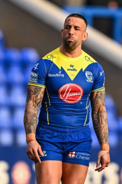 Warrington Wolves takımından Paul Vaughan, Betfred Challenge Kupası altıncı tur karşılaşması öncesinde Halliwell Jones Stadyumu, Warrington, Birleşik Krallık 'ta oynanan Warrington Wolves - London Broncos maçında ısındı.