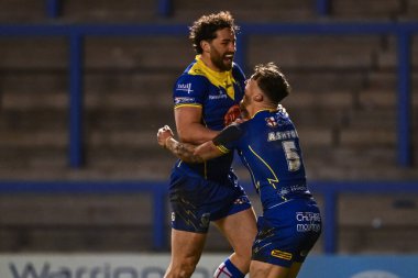 Warrington Wolves 'tan Matty Ashton, 23 Mart 202' de Warrington, İngiltere 'deki Halliwell Jones Stadyumu' nda oynanan 6. tur Betfred Challenge Kupası karşılaşmasında şansını kutluyor.