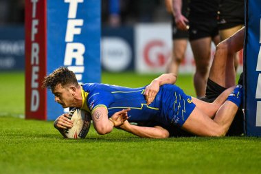 Warrington Wolves 'tan Jordan Crowther, 23 Mart 202' de İngiltere 'nin Warrington kentinde oynanan Betfred Challenge Kupası altıncı tur karşılaşmasında Warrington Wolves, London Broncos' a karşı oynuyor.