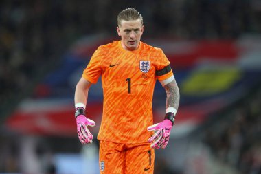 İngiltere 'nin Wembley Stadyumu' nda oynanan Uluslararası Dostluk karşılaşmasında İngiltere 'den Jordan Pickford, 23 Mart 202